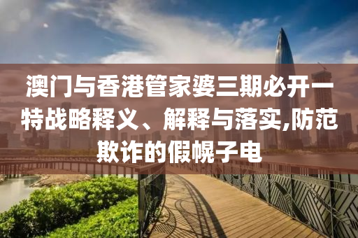 澳门与香港管家婆三期必开一特战略释义、解释与落实,防范欺诈的假幌子电